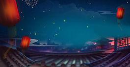 梦幻灯笼星空banner背景