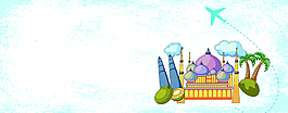 旅游矢量蓝色海报背景banner