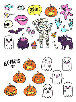 卡通万圣节南瓜幽灵图案