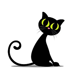 可爱女孩 黑猫动漫图黑猫红色礼盒中的黑猫手绘黑猫剪影免抠png透明