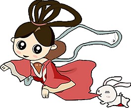 卡通嫦娥玉兔素材图片