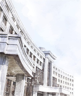 城市水彩绘画矢量素材