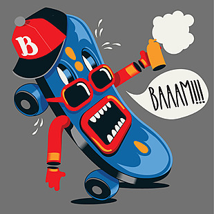 时尚潮流卡通怪兽插画矢量图