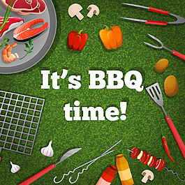 时尚BBQ烧烤插画