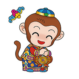 手绘猴年小猴子元素卡通猴子跳跃元素手绘的卡通动物可爱的动物手绘