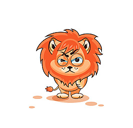 手绘卡通小狮子元素