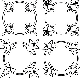 黑白手繪花邊裝飾邊框矢量圖騰簡圖案