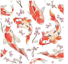 手绘唯美锦鲤背景