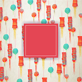 矢量手绘彩色渐变中国风灯笼背景素材