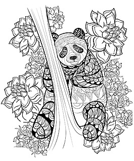 艺术线条绘大熊猫插画