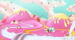 甜蜜美味的甜品插画
