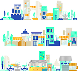 清新卡通城市建筑插画