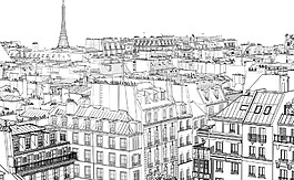 黑白时尚线条建筑插画