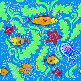 卡通海底世界插画