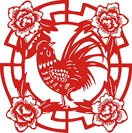 剪纸喜庆鸡年元素