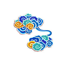 手绘彩色祥云元素