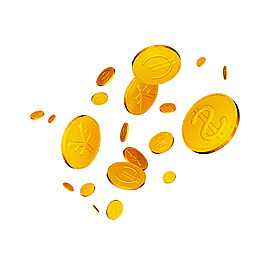 手绘金币金钱元素