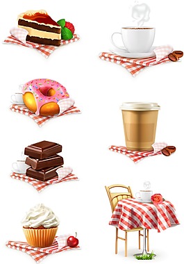 时尚美味的甜品零食插画