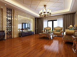 简约风格客厅地板渲染模型素材