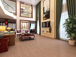 个性客厅空间模型3d渲染图