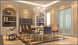 暖色系餐厅瓷砖效果图