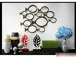 墙饰花瓶摆件模型素材