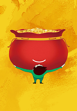 手绘红色钱袋H5背景素材