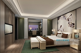 高雅舒适情调后现代风格卧室素材