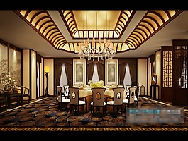 温馨高端中式古典风格商业空间素材