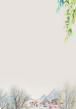 水墨江南柳树H5背景素材