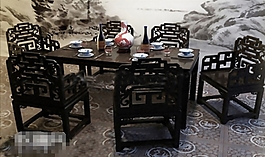 黑色的高端大气中式古典风格餐桌椅素材