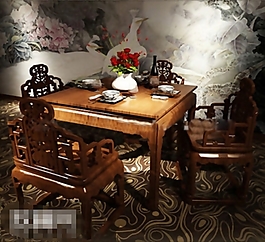 优雅大气中式古典风格餐桌椅素材