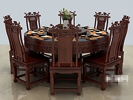 典雅奢华中式宫廷风格餐桌椅素材