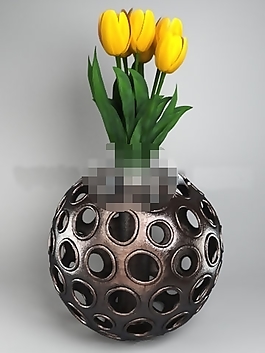 个性沉稳中式镂空花瓶素材