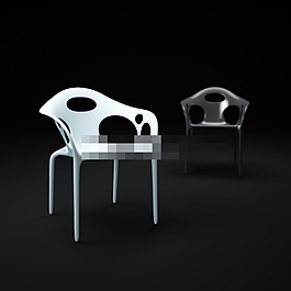 黑白塑料休闲椅3d模型