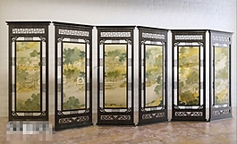 华贵精美精湛中式宫廷清明上河图屏风素材