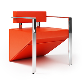 橙色时尚沙发模型