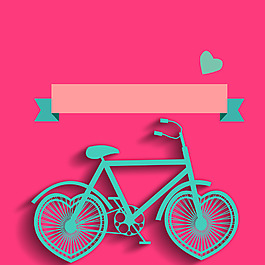 粉色自行车浪漫海报矢量背景素材