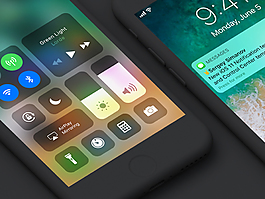 苹果iOS11通知栏和控制中心Sketch素材
