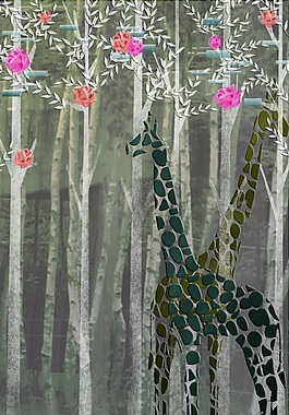 树叶动物背景墙