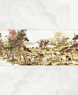 群马图室内移门创意画