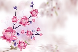 淡雅花朵背景墙素材