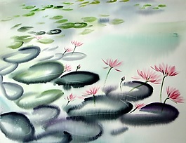 清新荷塘背景墙素材