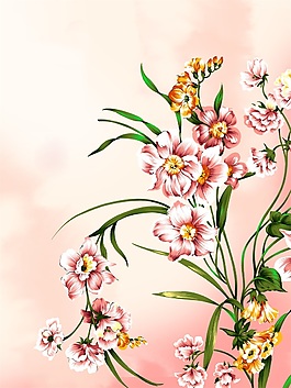 清新自然花卉背景墙素材