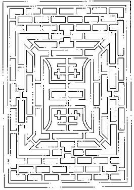 传统中式花纹镂空黑白图案