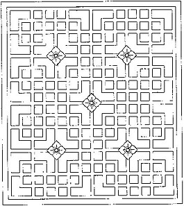 传统中式花纹镂空黑白图案