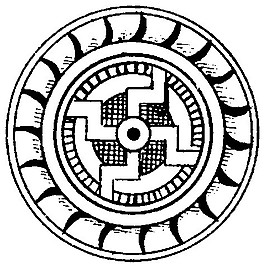 中式图案花边黑白圆形