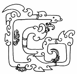 中式图案传统龙纹黑白图