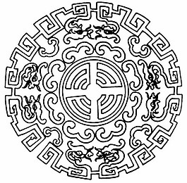 图案传统龙纹黑白图中国传统祥云背景中式图案传统龙纹黑白图中国工