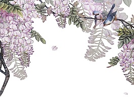 花鸟画瓷砖背景墙